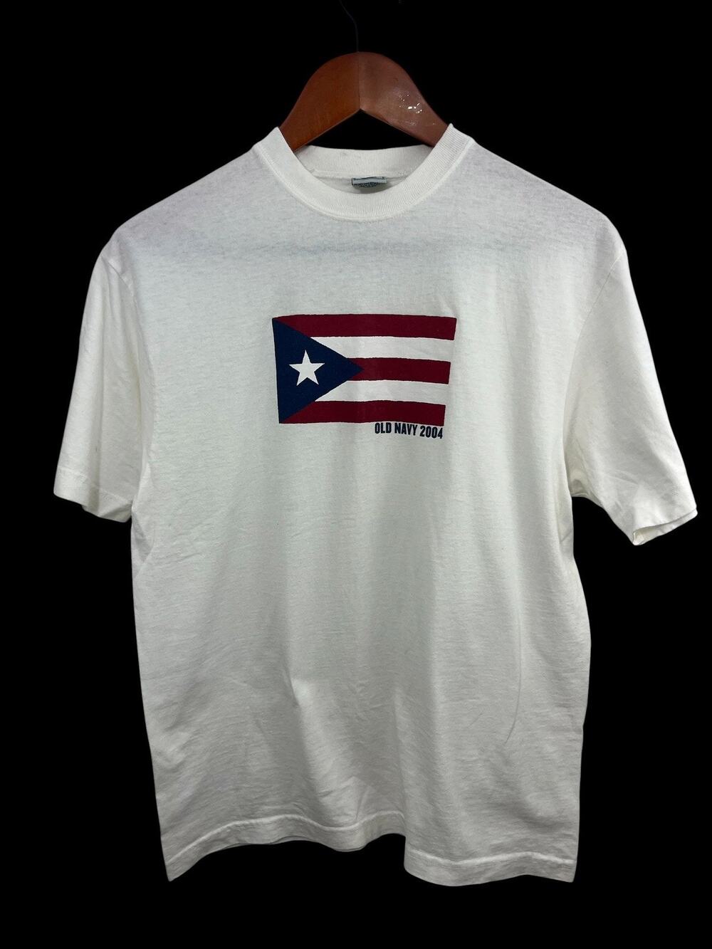 Old Navy Vintage T-Shirt Large White Puerto Rico Flag Small 2004 Cotton